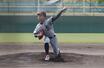 関根学園-三条東 5回無安打無失点の関根学園の先発深町正眞=柏崎市佐藤池