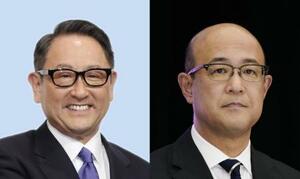 (左から)トヨタ自動車の豊田章男会長、近健太社長