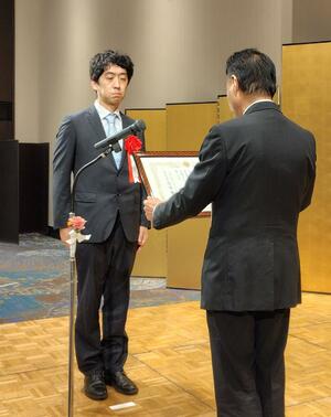 日本農業賞の県審査で最優秀賞に選ばれた「濁川生産組合」の田村雄太郎代表理事=新潟市中央区