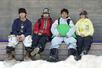 スノーボードハーフパイプの（左から）戸塚優斗、山田琉聖、平野流佳、小野光希＝１９日、ラークス（共同）