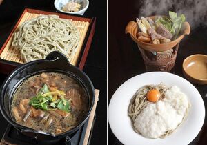 へぎそばまつりで提供される期間限定メニュー。各店が工夫を凝らし創作した