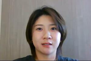 オンライン取材に応じる泉田琴菜