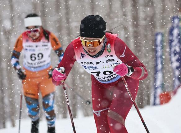 女子５キロクラシカル　８位に入った牧田鈴葉（７０・十日町）＝２月９日、北海道名寄市のなよろ健康の森クロスカントリーコース