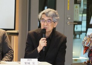 「わらび座」脚本・演出家の栗城宏さん（写真は今年4月7日の記者会見時の様子）
