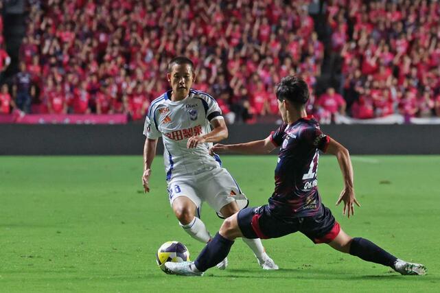 後半、途中出場した右サイドでアクセントを作った新潟の島村拓弥＝８月１１日　大阪市のヨドコウ桜スタジアム