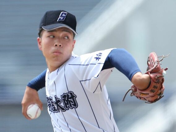 新潟産大付－新発田農　新潟産大付先発の小平乃希＝７月１９日、新潟市中央区長潟のハードオフ・エコスタジアム