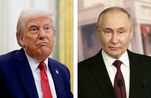 トランプ米大統領、ロシアのプーチン大統領(いずれもゲッティ=共同)