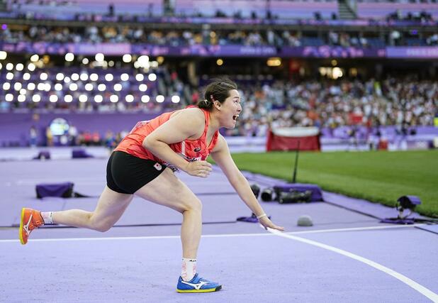 女子やり投げ決勝　北口榛花の４投目＝パリ郊外（共同）