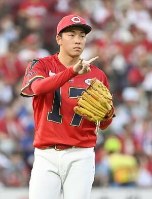 6回途中3失点で今季初勝利を挙げた広島・常広=マツダ
