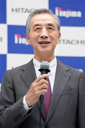 記者会見するノジマの野島広司社長=21日午後、東京都中央区