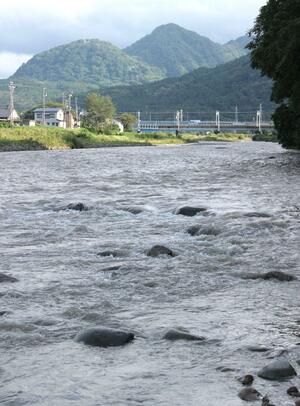 糸魚川市を流れる能生川。11月、釣り愛好家による鮭の遡上数調査が行われる