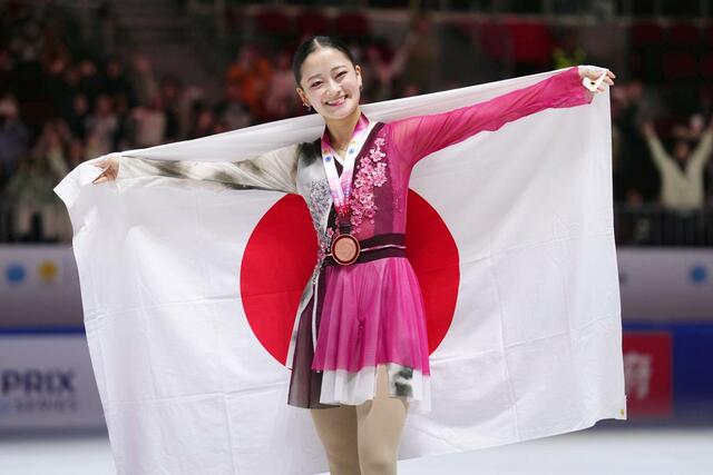 女子で3位に入った渡辺倫果=重慶(共同)