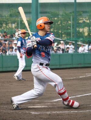 5回に2点本塁打を放った藤原大智=ロッテ浦和球場