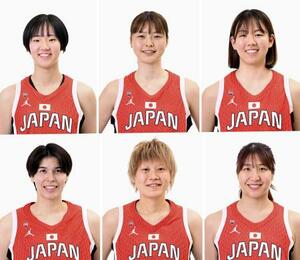 (上段左から)田中こころ、今野紀花、藪未奈海、(下段左から)渡嘉敷来夢、高田真希、宮沢夕貴(いずれも日本バスケットボール協会提供)