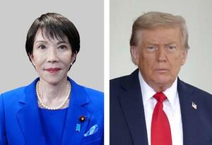 高市早苗首相、トランプ米大統領(ゲッティ=共同)