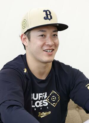 取材に応じるオリックス・吉田輝星投手