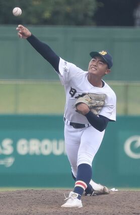 県央工－日本文理　完封した日本文理の主戦染谷崇史＝長岡市悠久山