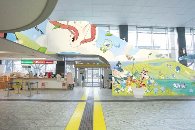 「のと里山ポケモン・ウィズ・ユー空港」ターミナル内のイメージ（（ｃ）Ｐｏｋé ｍｏｎ．（ｃ）Ｎｉｎｔｅｎｄｏ／Ｃｒｅａｔｕｒｅｓ　Ｉｎｃ．／ＧＡＭＥ　ＦＲＥＡＫ　ｉｎｃ．）