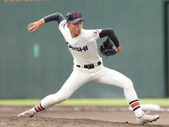 開志学園－中越　開志学園の２番手永田快成＝９月２３日、三条市月岡４の三条パール金属スタジアム