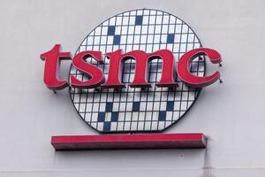 　ＴＳＭＣのロゴ＝２０２５年４月、台湾・新竹（ゲッティ＝共同）
