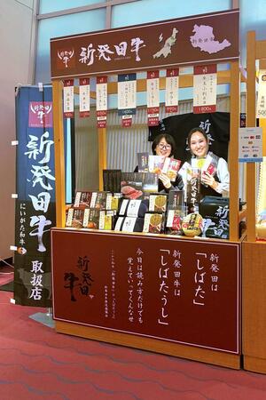 大阪・新歌舞伎座に設置された新発田牛をＰＲする劇場屋台＝大阪市