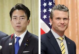 小泉進次郎防衛相(左)、ヘグセス米国防長官