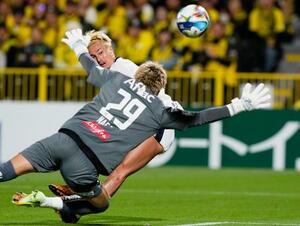 　柏―鹿島　前半終了間際、先制ゴールを決める鹿島・鈴木（奥）＝三協Ｆ柏