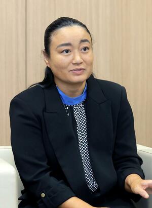 11月に地元新潟市で最後の試合を控え、抱負を語る里村明衣子さん=新潟市中央区万代3