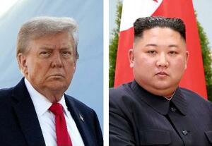 トランプ米大統領(ゲッティ=共同)、北朝鮮の金正恩朝鮮労働党総書記(朝鮮通信=共同)