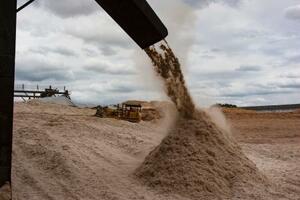 ブラジル南東部カンポスでバイオ燃料用に加工されるサトウキビ=2021年4月(ゲッティ=共同)