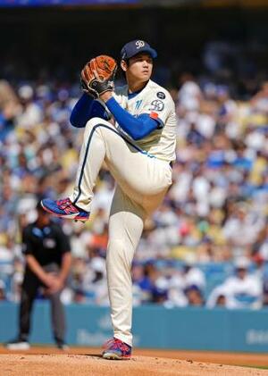 アストロズ戦に先発登板したドジャース・大谷=ロサンゼルス(共同)