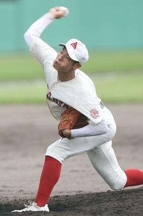 新発田農－糸魚川　糸魚川の先発山岸宥稀＝新発田市五十公野