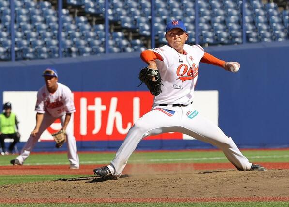 先発したオイシックスの笠原祥太郎＝９月６日、新潟市中央区のエコスタ