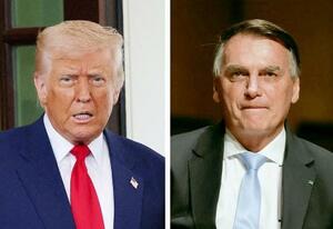 トランプ米大統領、ブラジルのボルソナロ前大統領(いずれもロイター=共同)