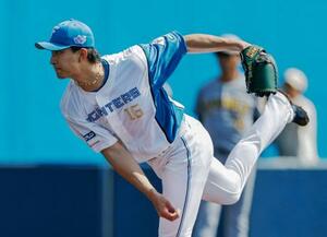 阪神戦に先発し、4回無失点の日本ハム・達=Enagic名護