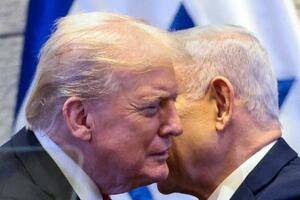 　トランプ米大統領（左）とネタニヤフ・イスラエル首相＝２０２５年１０月、イスラエル・エルサレム（ロイター＝共同）