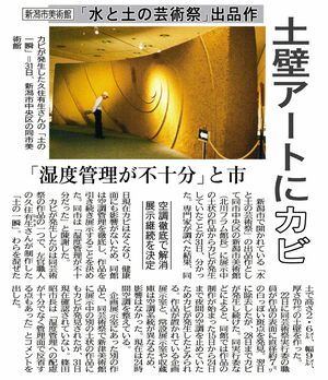 「水と土の芸術祭」の出品作品からカビが発生したことを報じた新潟日報の記事(2009年8月1日)
