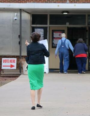 米テキサス州リチャードソンで、中間選挙予備選の投票所に向かう民主党支持者ら=3日(共同)
