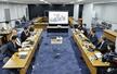 総合資源エネルギー調査会の原子力小委員会＝５日午前、経産省