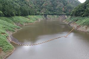雨で貯水率が大幅に回復した早出川ダム=8日、五泉市小面谷