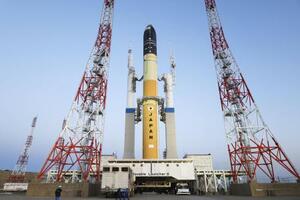 3月、鹿児島県の種子島宇宙センターでエンジン燃焼試験に臨むH3ロケット6号機(JAXA提供)