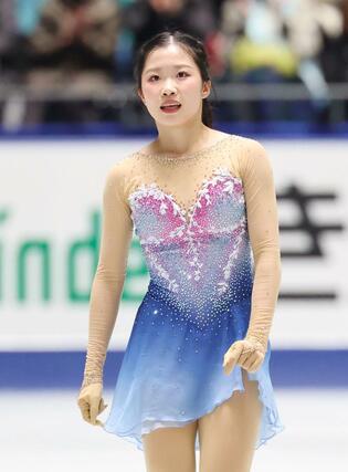 フィギュアスケート　全日本選手権　女子フリー　演技後、悔しそうな表情を見せる中井亜美＝２０２５年１２月２１日、国立代々木競技場
