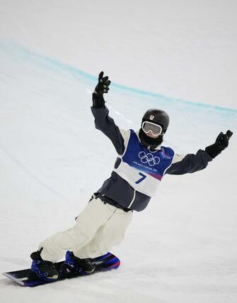 男子ハーフパイプ予選１回目を終えた山田琉聖＝リビーニョ（共同）