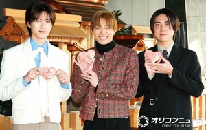 大ヒット祈願を行った（左から）山中柔太朗、高松アロハ、八重樫風雅監督 （C）ORICON NewS inc.