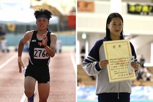 左から陸上の櫻田晃良、競泳の歌代咲彩
