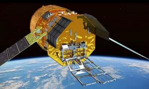 軽量アンテナを展開する実験を行う新型無人補給機HTV―Xのイメージ(JAXA提供)