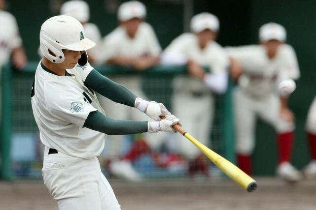 新発田農－糸魚川　１０回新発田農２死満塁、平野詠士が左翼手の頭上を越えるサヨナラタイムリーを放ち、２－１＝新発田市五十公野