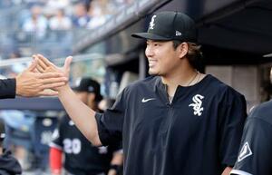 ホワイトソックスの村上宗隆=16日、ニューヨーク(ゲッティ=共同)
