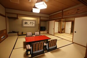 ２０２３年の棋聖戦の対局で使われた客室「常磐（ときわ）」＝２０２３年１２月、新潟市西蒲区岩室温泉「髙島屋」