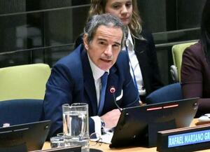 4月、ニューヨークの国連本部で、公開討論に臨むグロッシIAEA事務局長